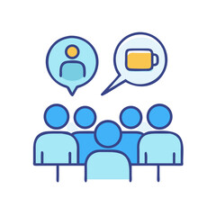 Team brainstorming session illustrated with speech bubbles and low battery