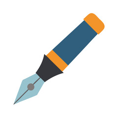 Stylish flat vector fountain pen illustration on black background