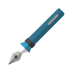 Stylized fountain pen illustration against black background, simple vector