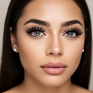 Beautiful young woman eyelash extension