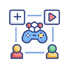 Online gaming connection illustration showing teamwork and entertainment options