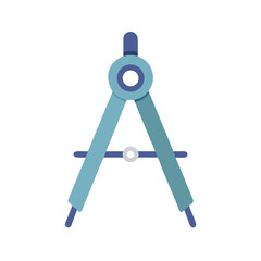 Isolated blue drawing compass representing precision on black background