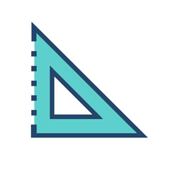 Blue triangular set square isolated on black background