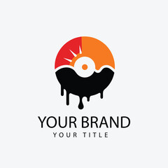 Melting Sun Logo - Dripping Record, Sunset, Music, Art, Creative Brand Identity Design

