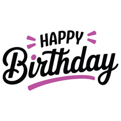 Colorful Happy Birthday Greeting Card Vector | Hand Lettered Typography with Confetti and Decorative Elements