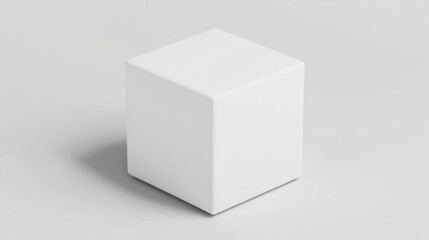 A white cube on a gray background.