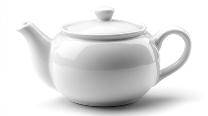 Elegant white ceramic teapot on a clean background, perfect for tea service