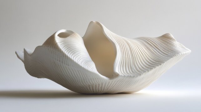 Elegant White Abstract Shell Sculpture