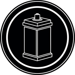 Storage Battery Round Silhouette Vector – Simple Black Power Device