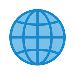 Light blue globe icon on black background representation