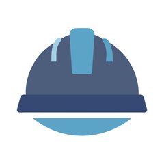 Blue Flat Graphic Illustration of a Construction Hard Hat