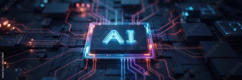 Aufkleber advanced artificial intelligence integrated in a circuit board.