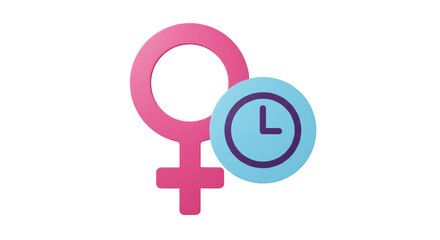 Isolated Female Symbol with Clock