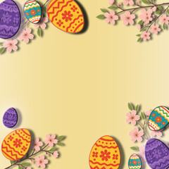 Easter template with Easter decorative colorful eggs background