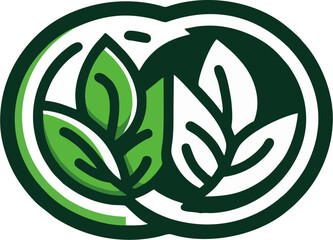 Minimalist Mint Leaves Logo Design - Fresh Organic Herbal Emblem in Green Circular Style Vector