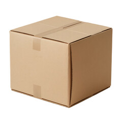 Brown Cardboard Shipping Box Isolated on Transparent Background