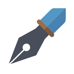 Minimalist flat illustration of a classic ink fountain pen