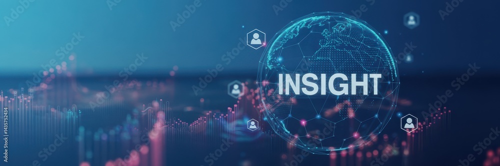 Poster global data insights visualized with a digital earth.