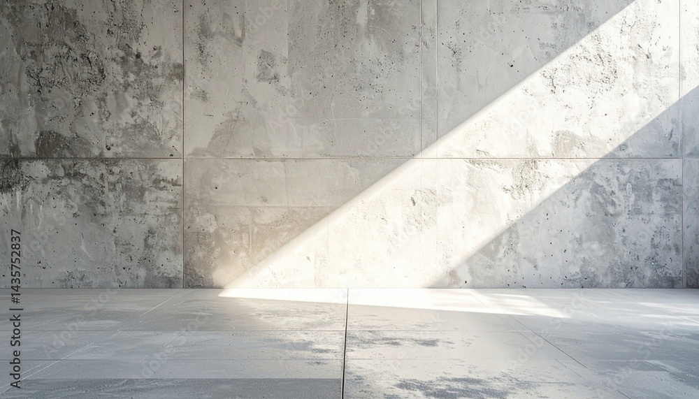 Poster dynamic light interaction with concrete walls in minimalist architecture indoor environment contempo