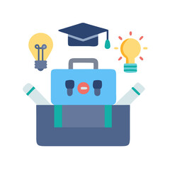 Education and career planning with briefcase and graduation cap