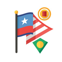 flag lapel pins icon on white background