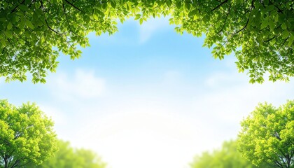 Fototapeta premium Morning sunlight illuminates lush green leaves in a tranquil nature scene outdoor environment scenic viewpoint vibrant atmosphere