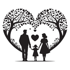 Family Love Under a Heart-Shaped Tree Canopy