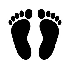 Silhouette of a pair of footprints, representing steps or journeys taken