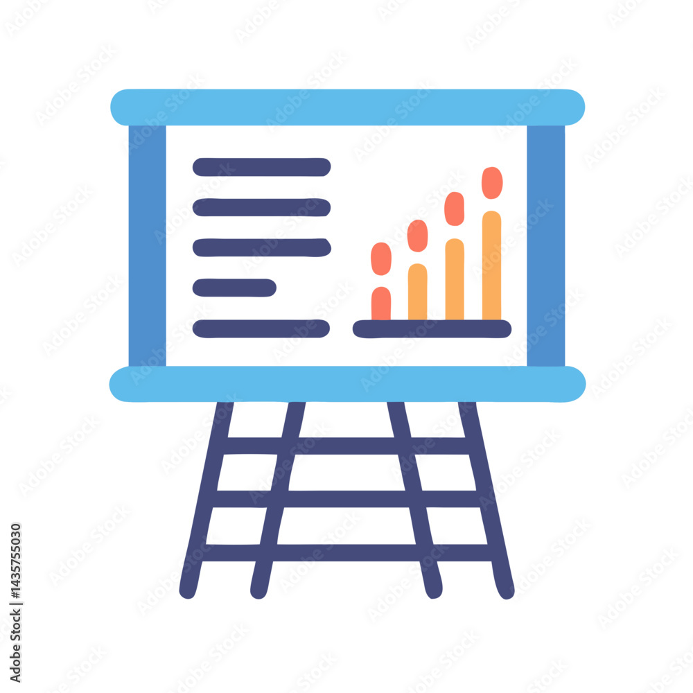 Aufkleber presentation board with data graphs and growing bars
