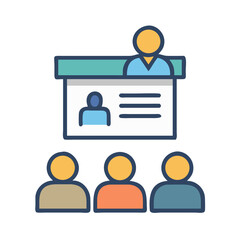 Conference or Presentation Icon Illustrating Speaker and Audience