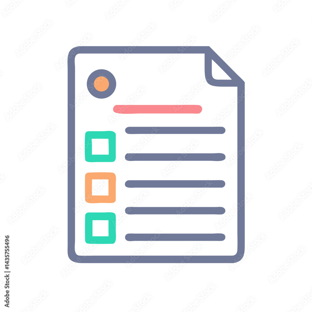 Aufkleber checklist document flat icon for task management and productivity