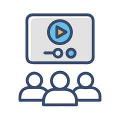 Online training session or webinar concept with audience icons