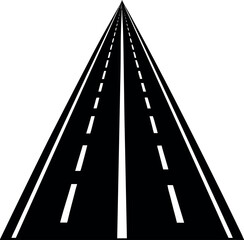 Straight Road Silhouette Vector &ndash; Simple Black Highway