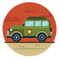 historic military vehicles icon on white background