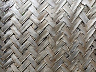 Traditional Woven Coconut Leaf Wall Texture Background. Close-up of traditional woven coconut leaves, showcasing a natural rustic texture. Ideal for backgrounds, eco designs, or tropical themes