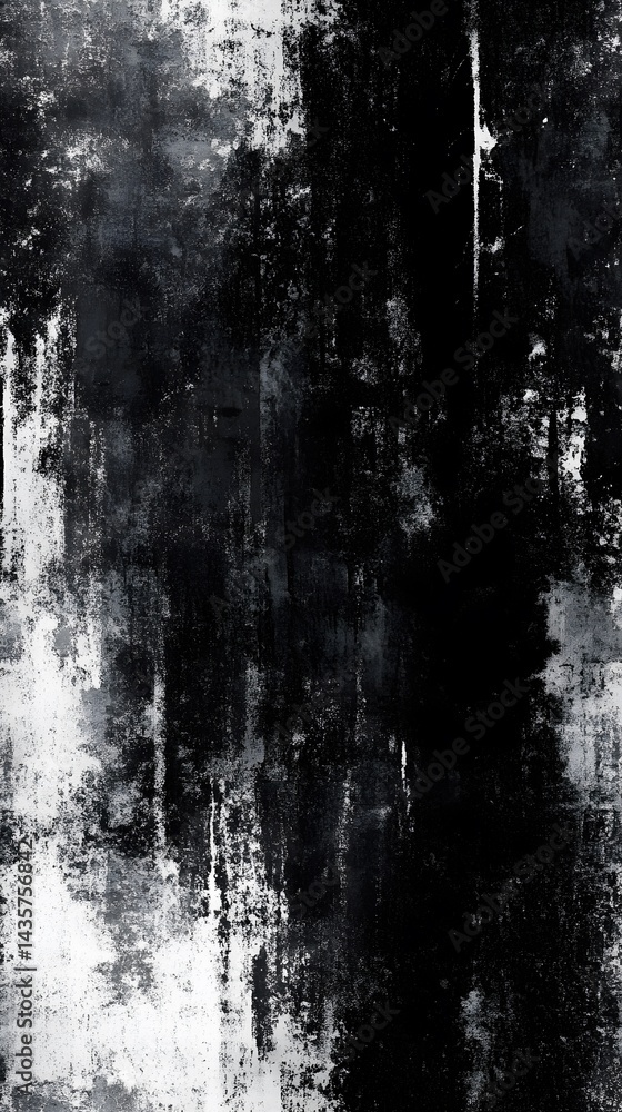 Poster intense grayscale abstract design with textured strokes.