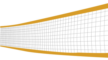 Beach volleyball net. Net for playing on the beach or shore. Sports equipment. Vector banner image on transparent background in flat style.