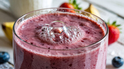 Tiny bubbles forming on smoothie surface