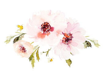 Romantic Watercolor Floral Greeting Card with Soft Pastel Flowers