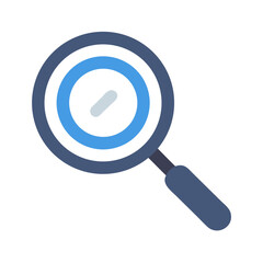 Blue magnifying glass graphic on a black background image