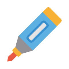 Blue and orange marker on black background isolated vector