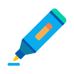 Simple flat illustration of marker with line on black