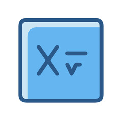 Obraz premium Math symbols icon on blue square background illustration