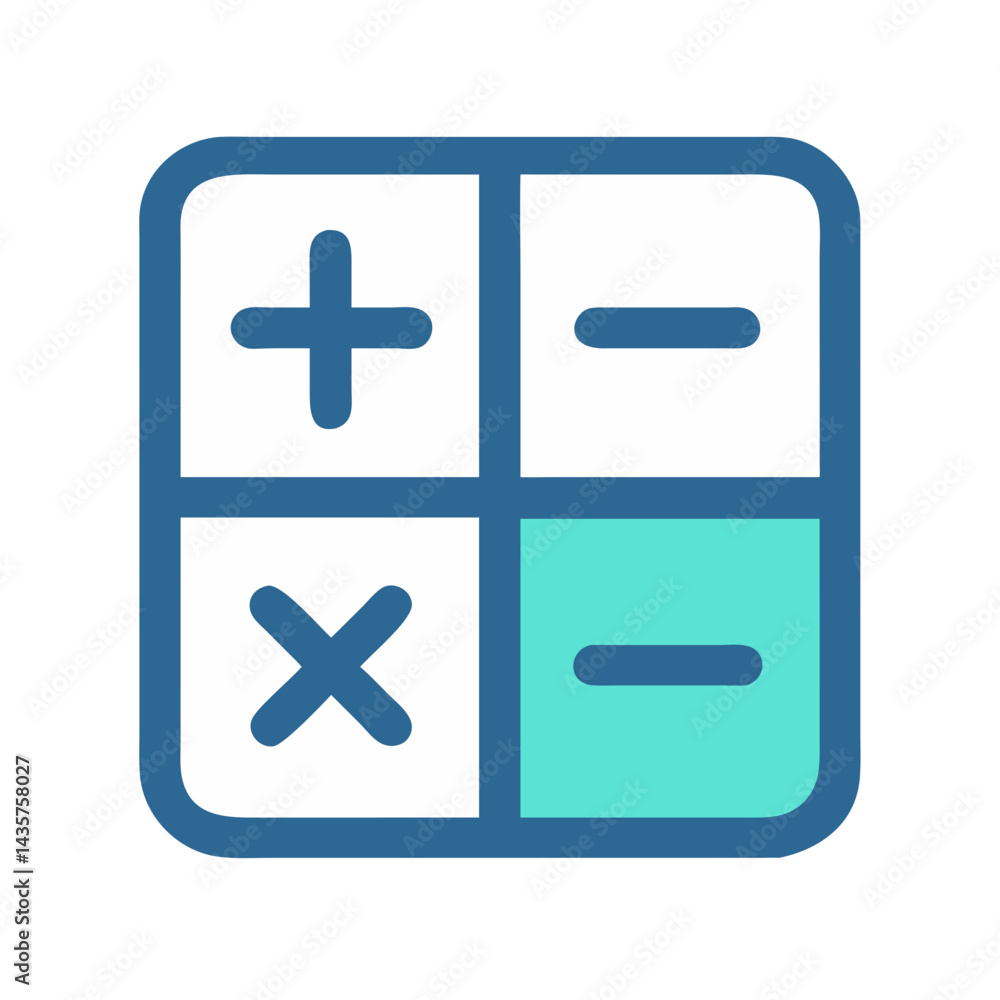 Poster calculator icon with basic arithmetic operations, clean design