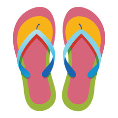 Flip flops with little feet inside on white background vector illustration