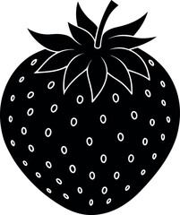 Strawberry Silhouette Vector – Simple Black Fruit Illustration