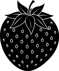 Strawberry Silhouette Vector – Simple Black Fruit Illustration