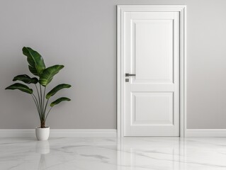 Modern Interior with Plant and Door