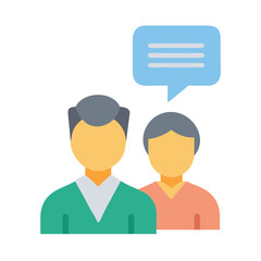 Illustration of two people communicating via text message icon