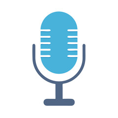 Simple retro microphone graphic illustration on black background